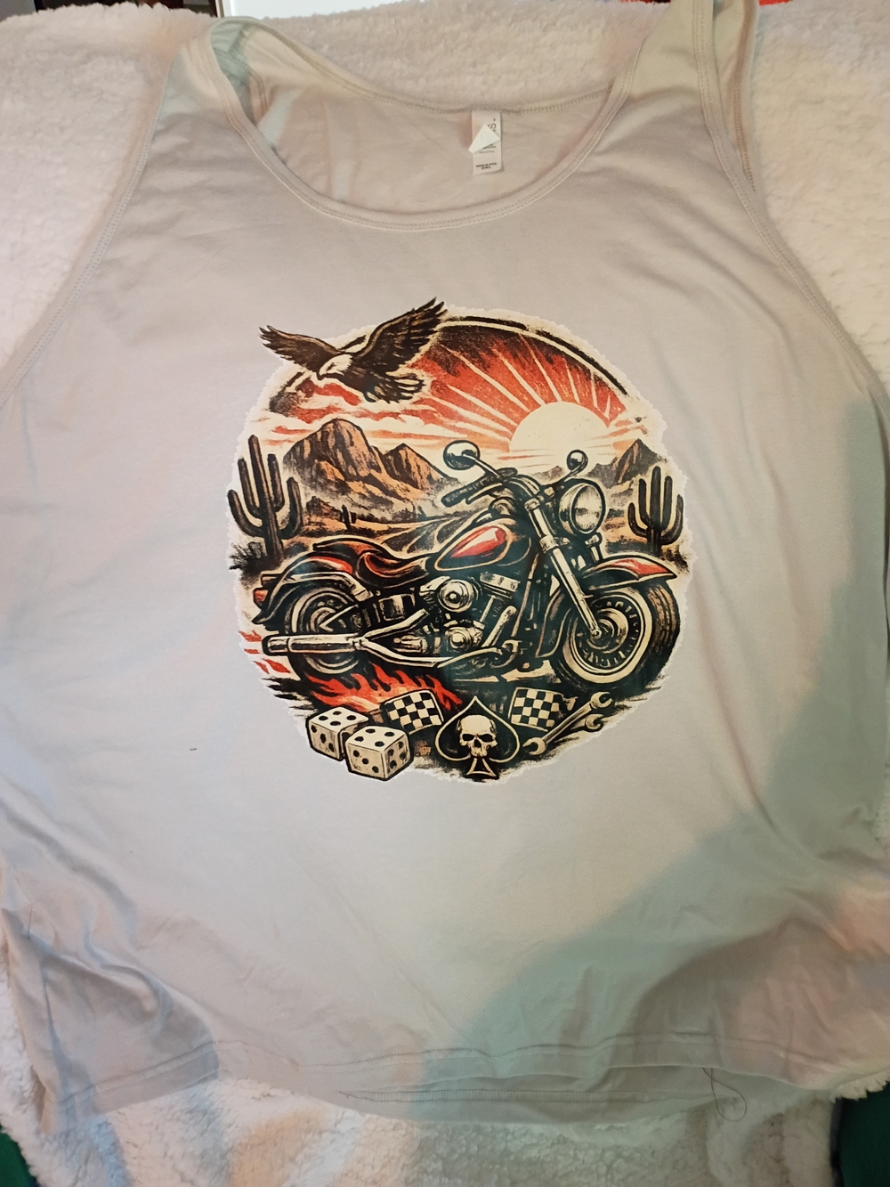 Bella Canvas Light Gray Tank Top with Motorcycle Sunset Graphic